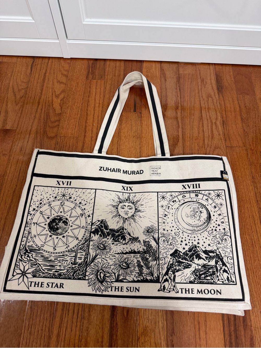 Zuhair Murad Cream & Black Tarot Canvas Tote